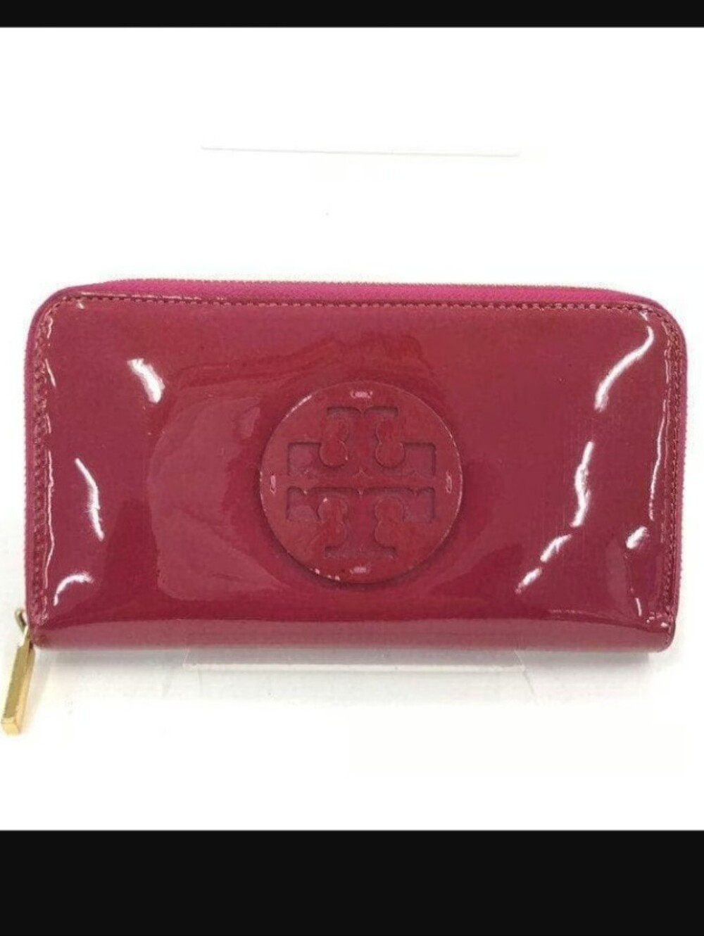 Tory Burch-Continental Patent Leather Zip Wallet (Raspberry 💗)